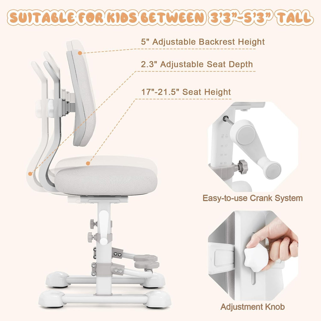 Gray Ergonomic Adjustable Kids Study Chair