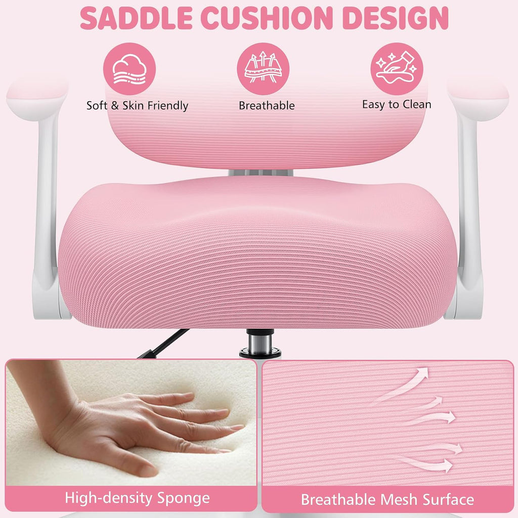 Pink Ergonomic Adjustable Kids Study Chair