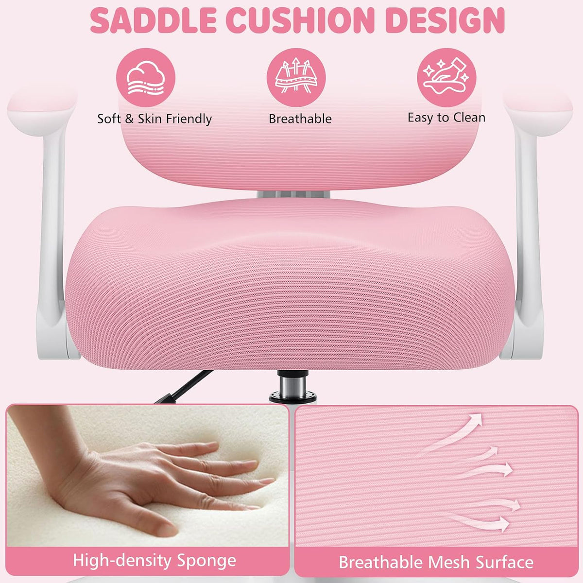 Pink Ergonomic Adjustable Kids Study Chair