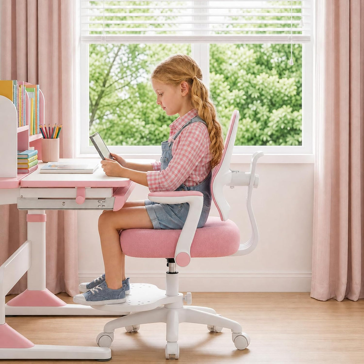 Pink Ergonomic Adjustable Kids Study Chair