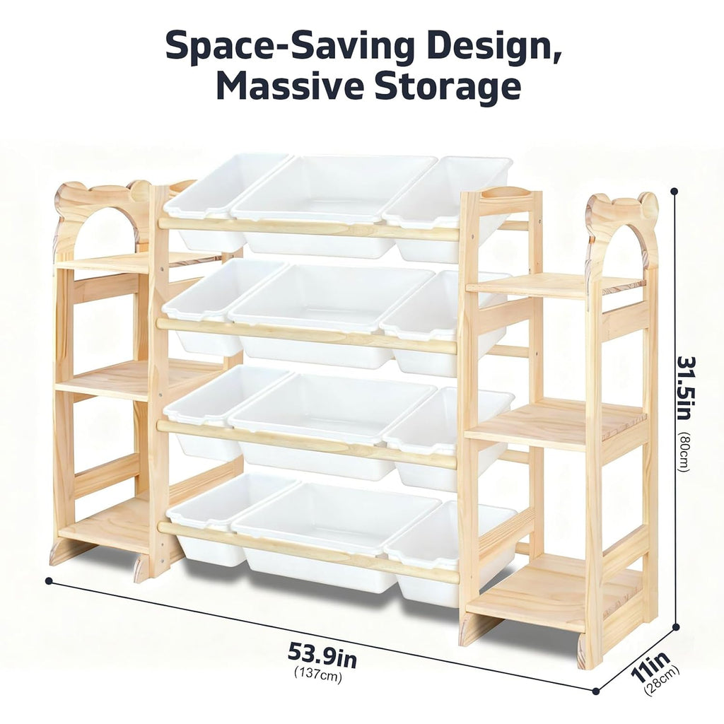 Kids Toy Organizer With Bins And Bookshelf