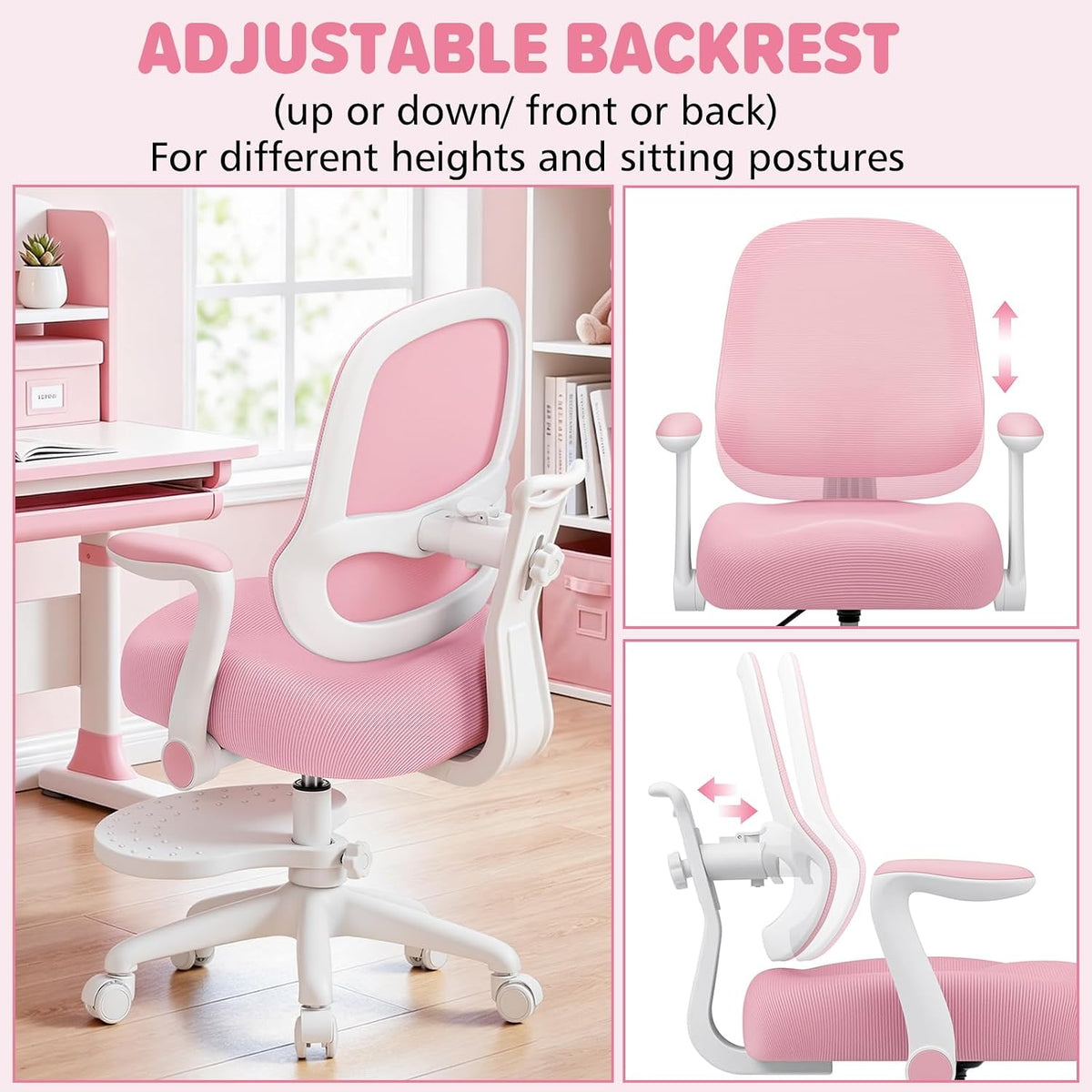 Pink Ergonomic Adjustable Kids Study Chair