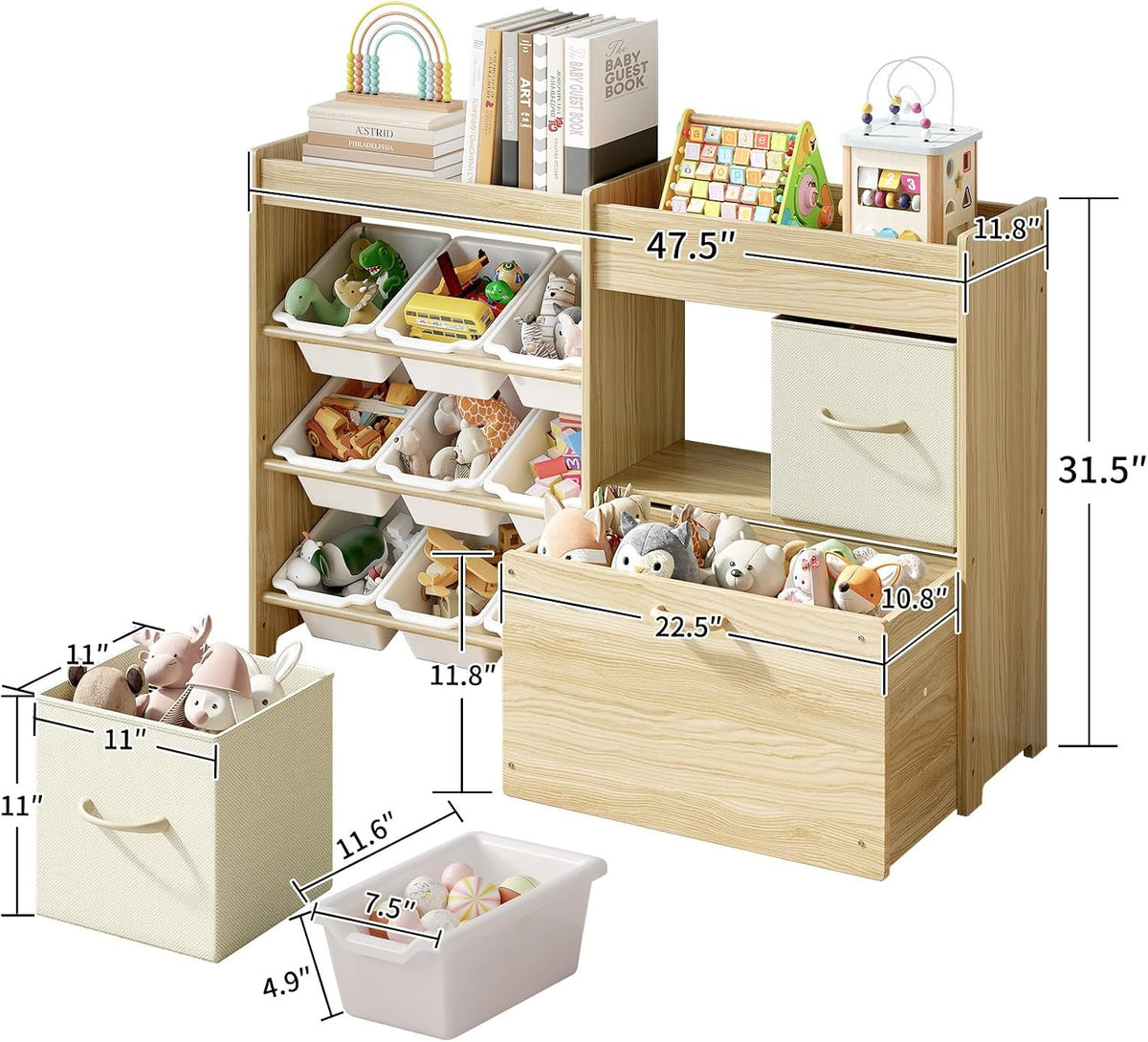 Kids Toy Organizer With 9 Bins Drawers