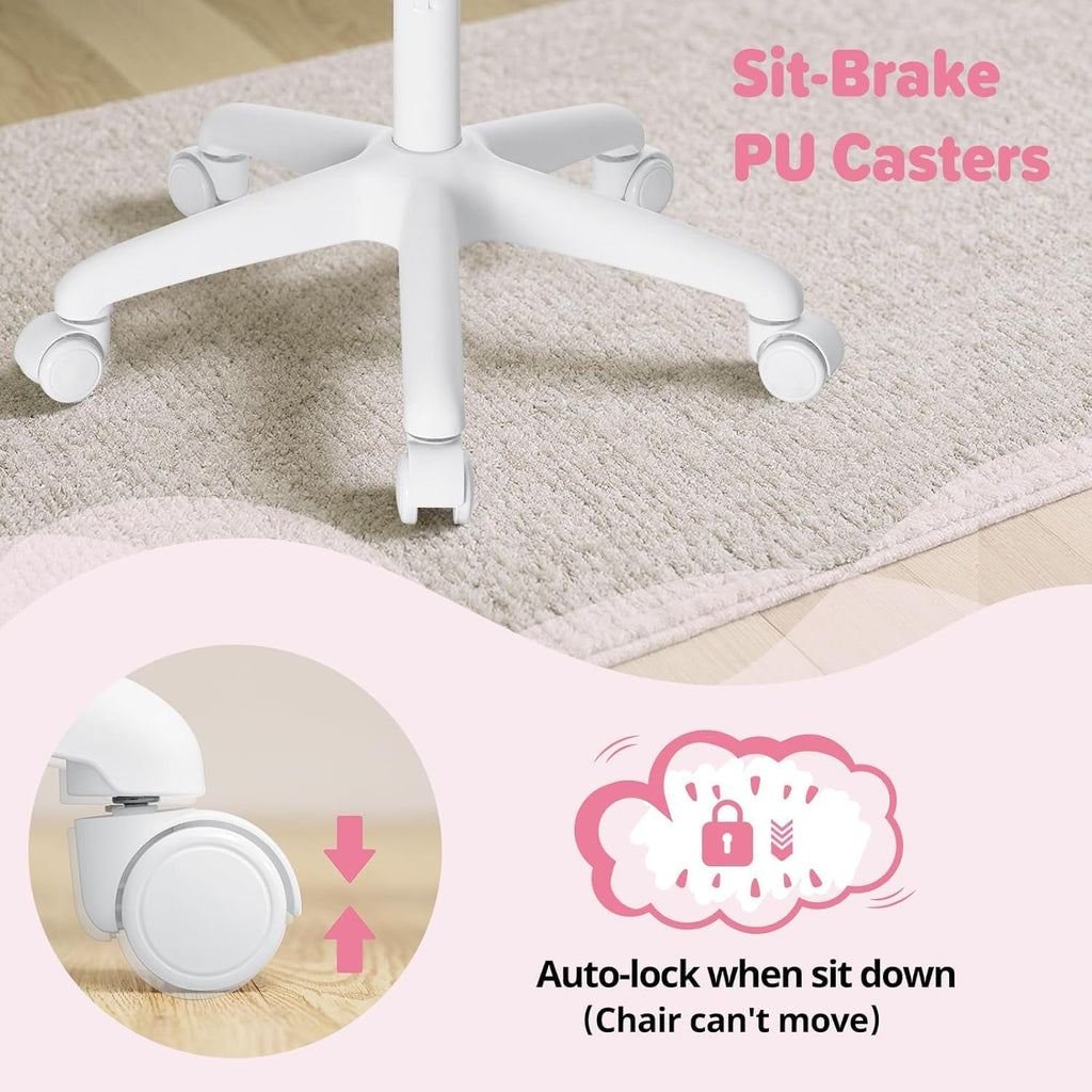 Pink Ergonomic Kids Desk Chair Flip‑Arms
