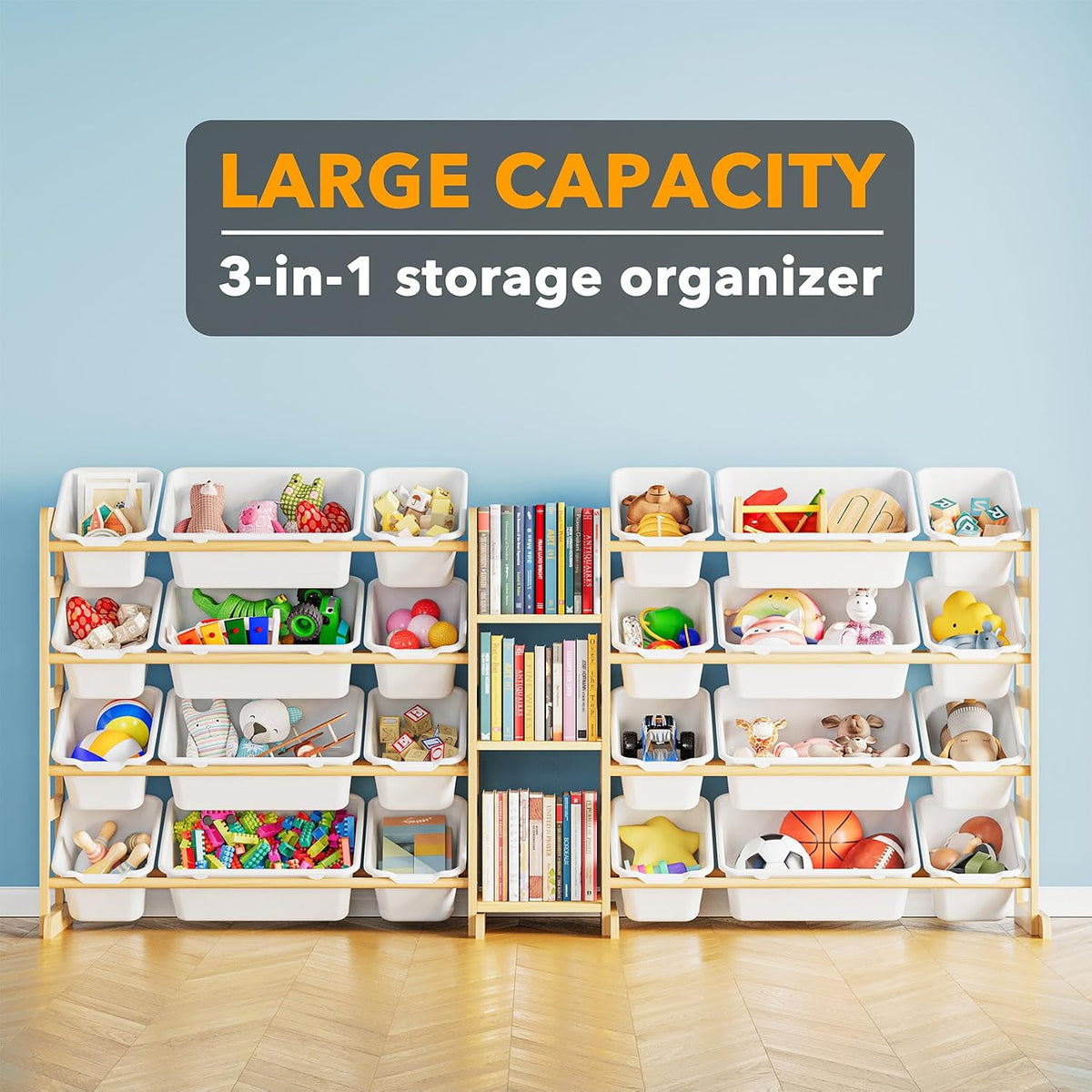 White Kids Toy Organizer With 24 Bins