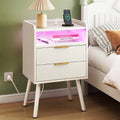 White Nightstand With Charging Station
