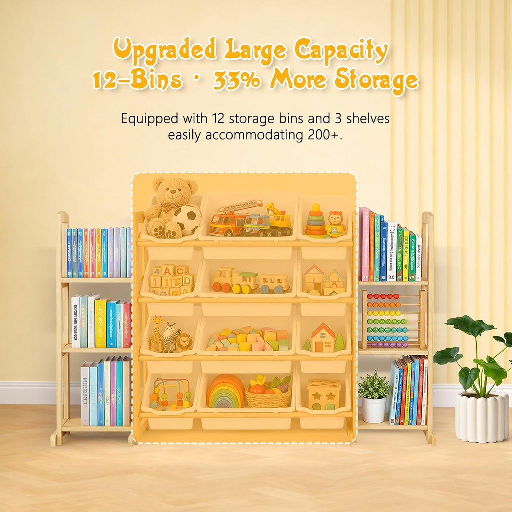 White Wooden Kids Toy Organizer Bookshelf