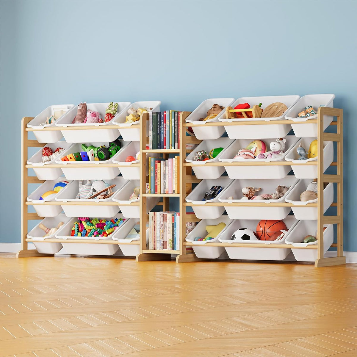 White Kids Toy Organizer With 24 Bins