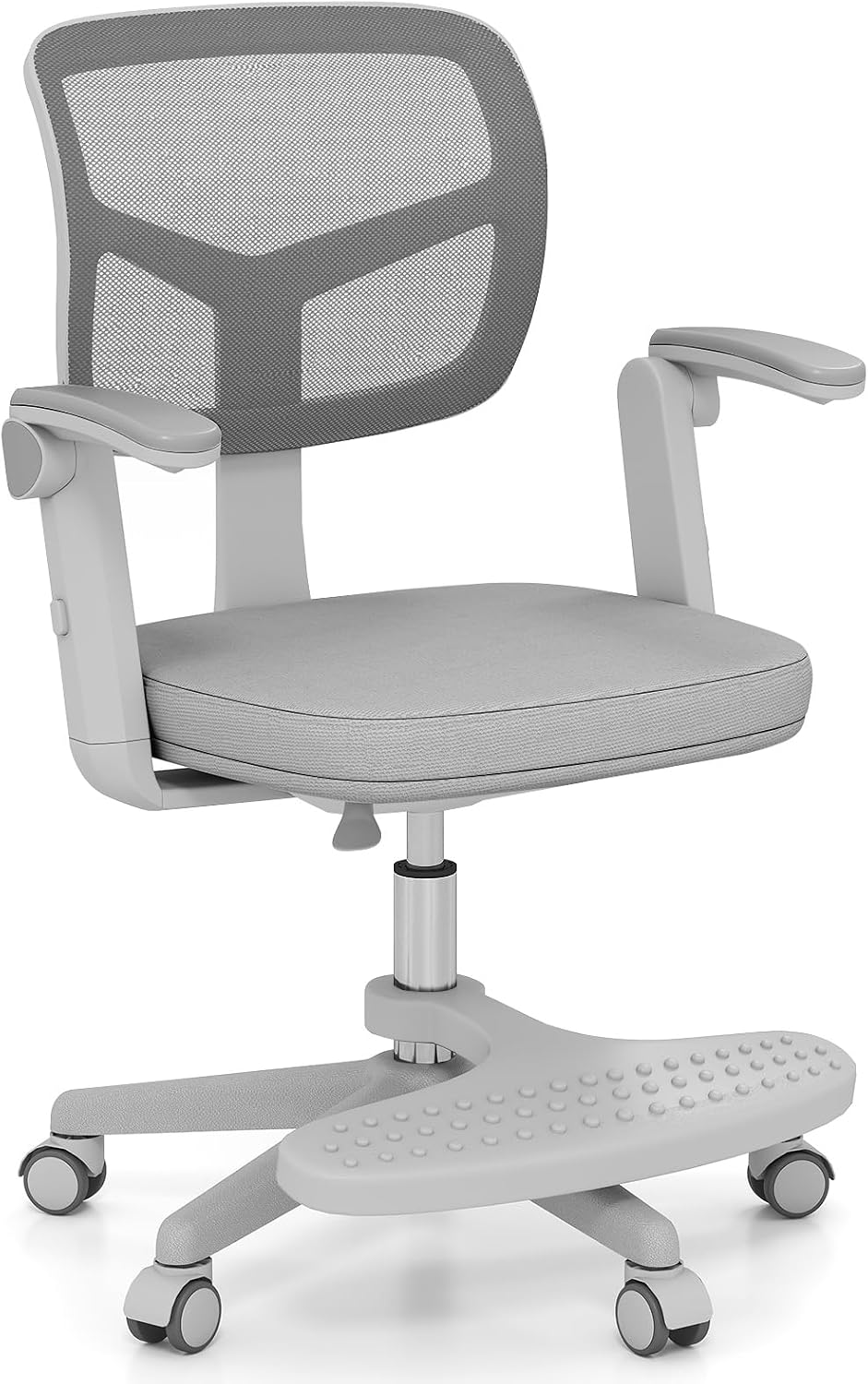 Gray Swivel Ergonomic Rolling Kids Desk Chair
