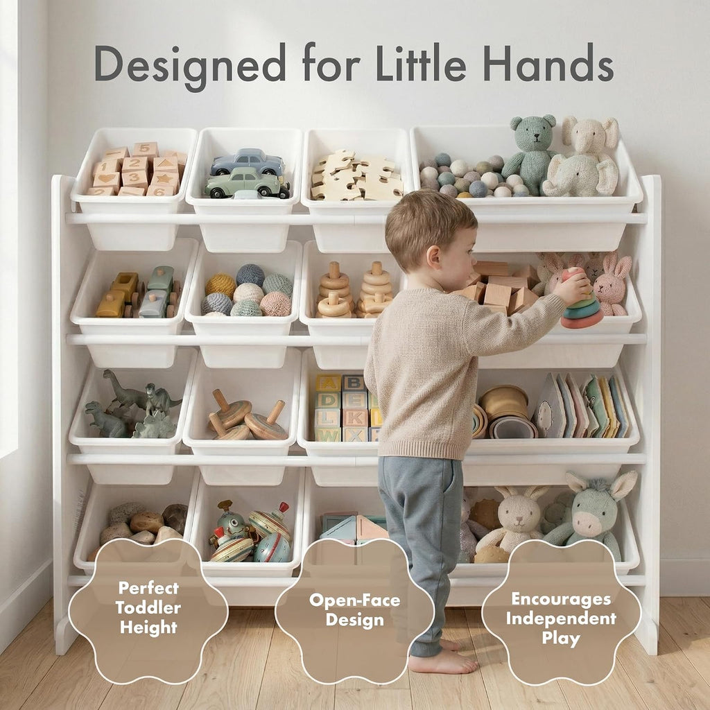 4‑Tier Kids Toy Organizer With 16 Bins