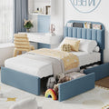 Blue Boucle Twin Kids Storage Bed Frame