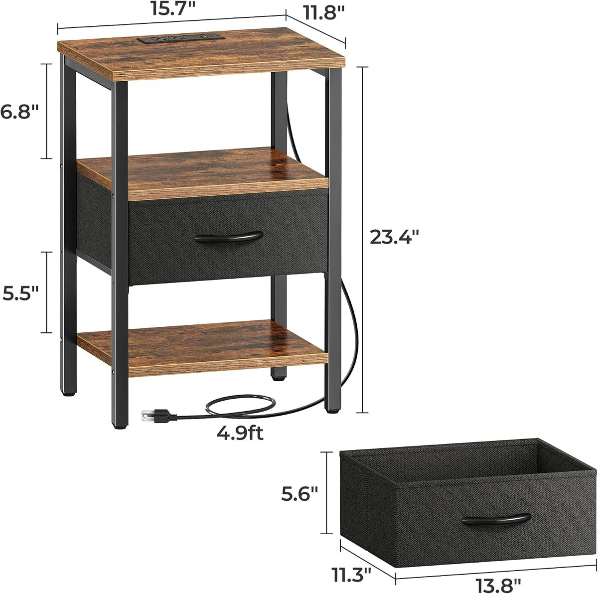 Nightstand With USB‑C Charging Station