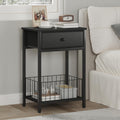 Black Small Nightstand With Storage Drawer