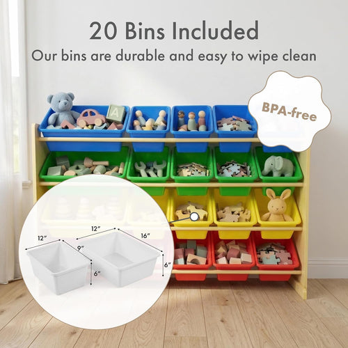 4‑Tier Kids Toy Organizer With 20 Bins