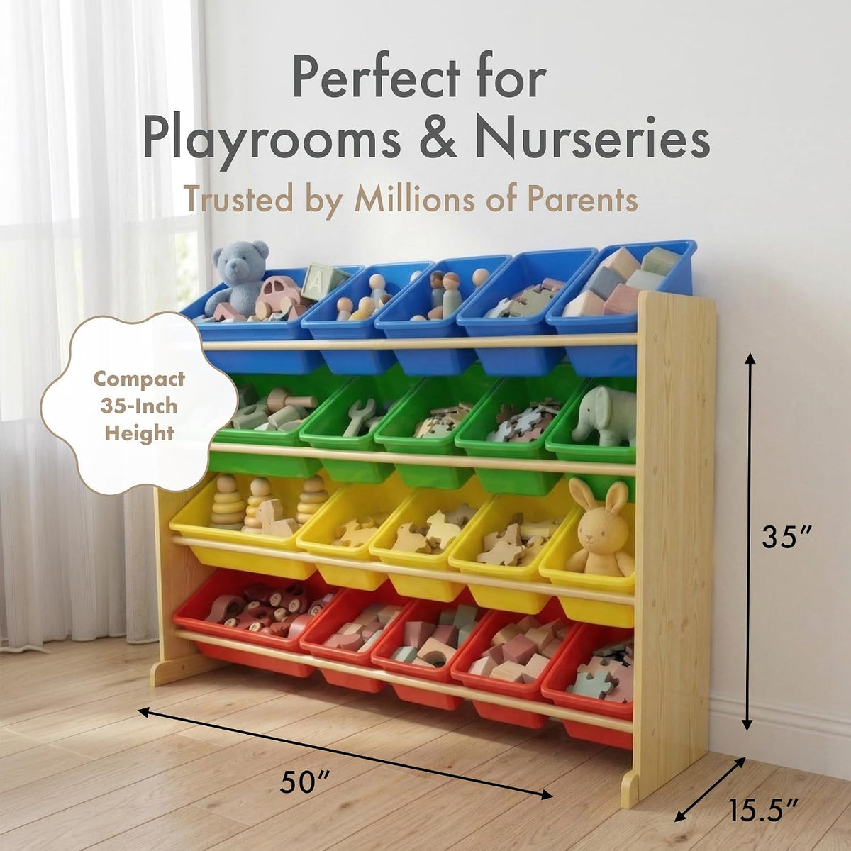 4‑Tier Kids Toy Organizer With 20 Bins