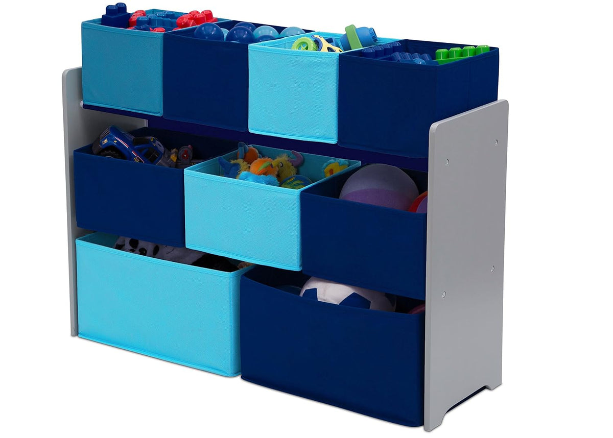 Grey Multi‑Bin Kids Toy Storage Organizer
