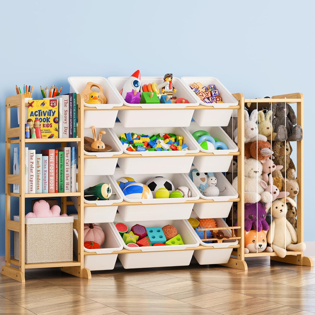 Kids Toy Storage Organizer With Bookshelf