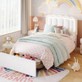 White Twin Bed Frame With LED Storage Drawer