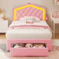 Pink Velvet Twin Girls Storage Bed Frame