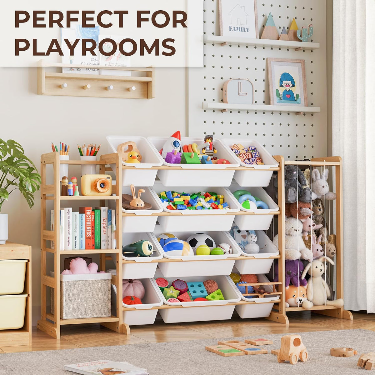 Kids Toy Storage Organizer With Bookshelf