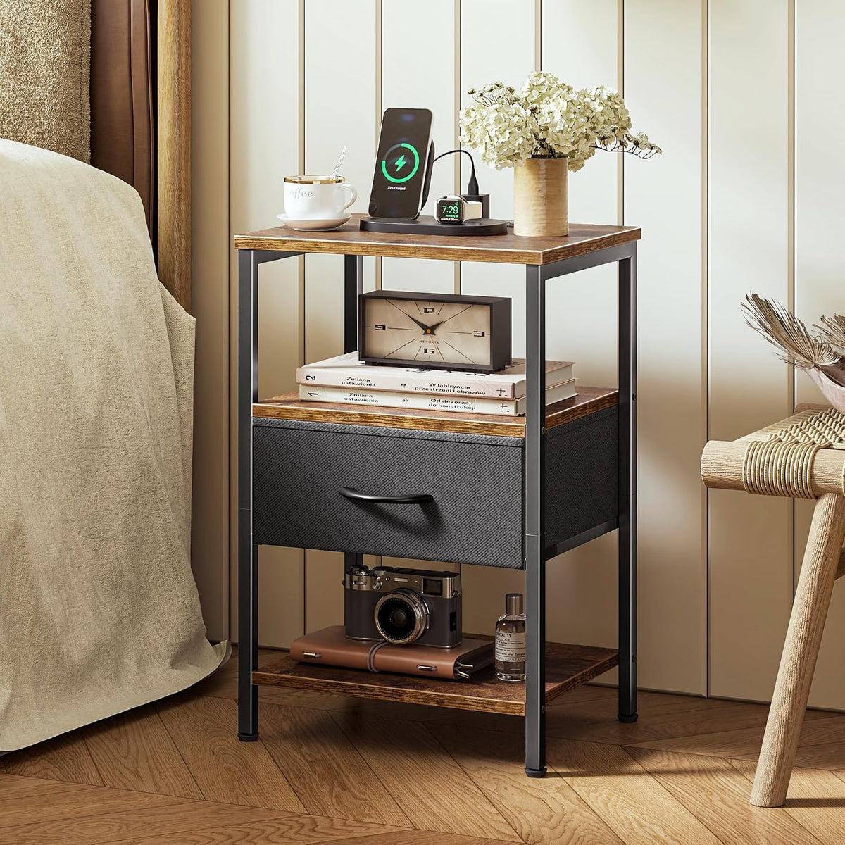 Nightstand With USB‑C Charging Station