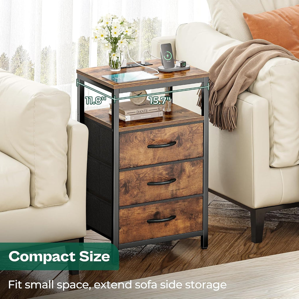 Tall Nightstand With Charging Station