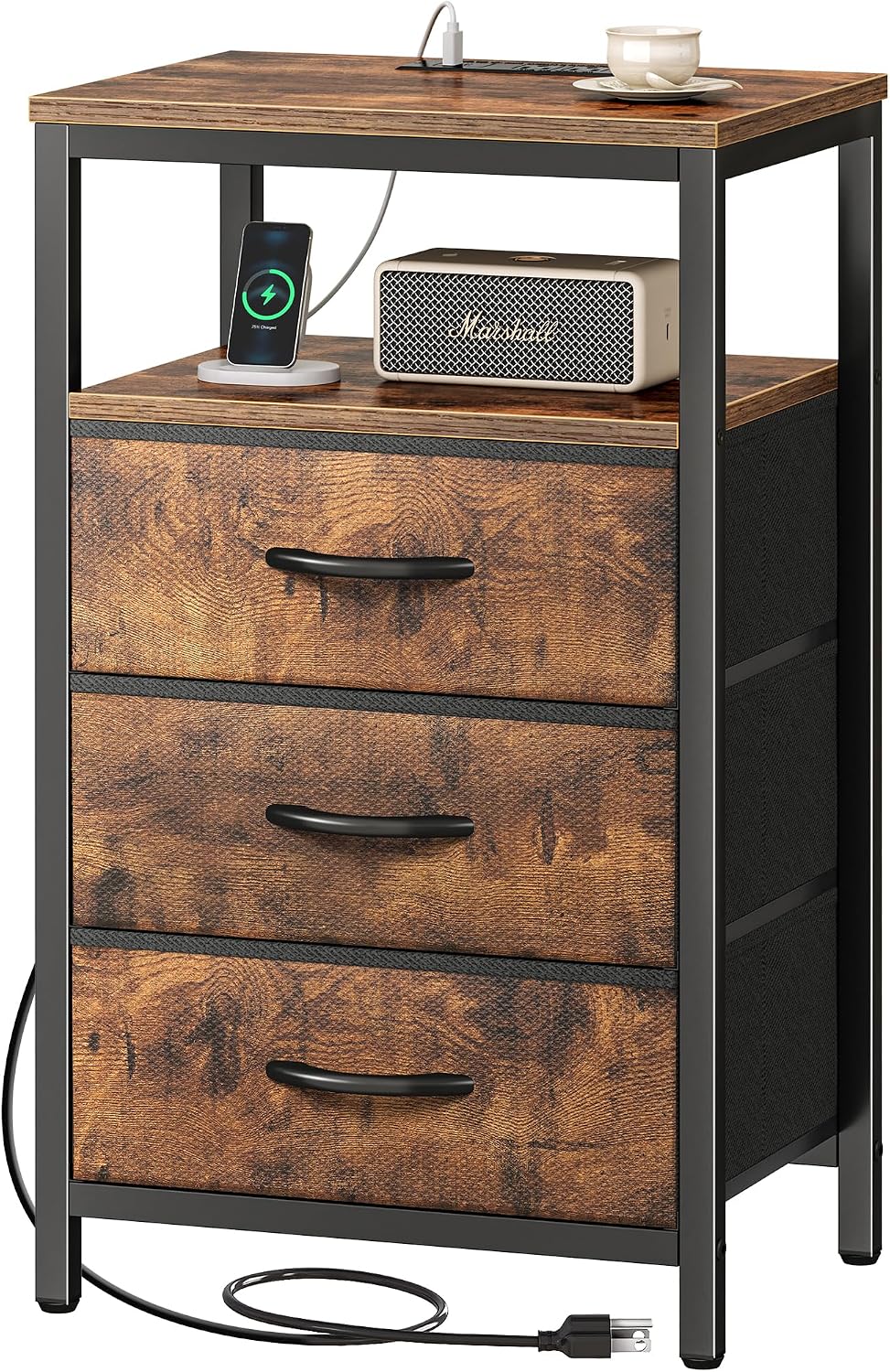 Tall Nightstand With Charging Station