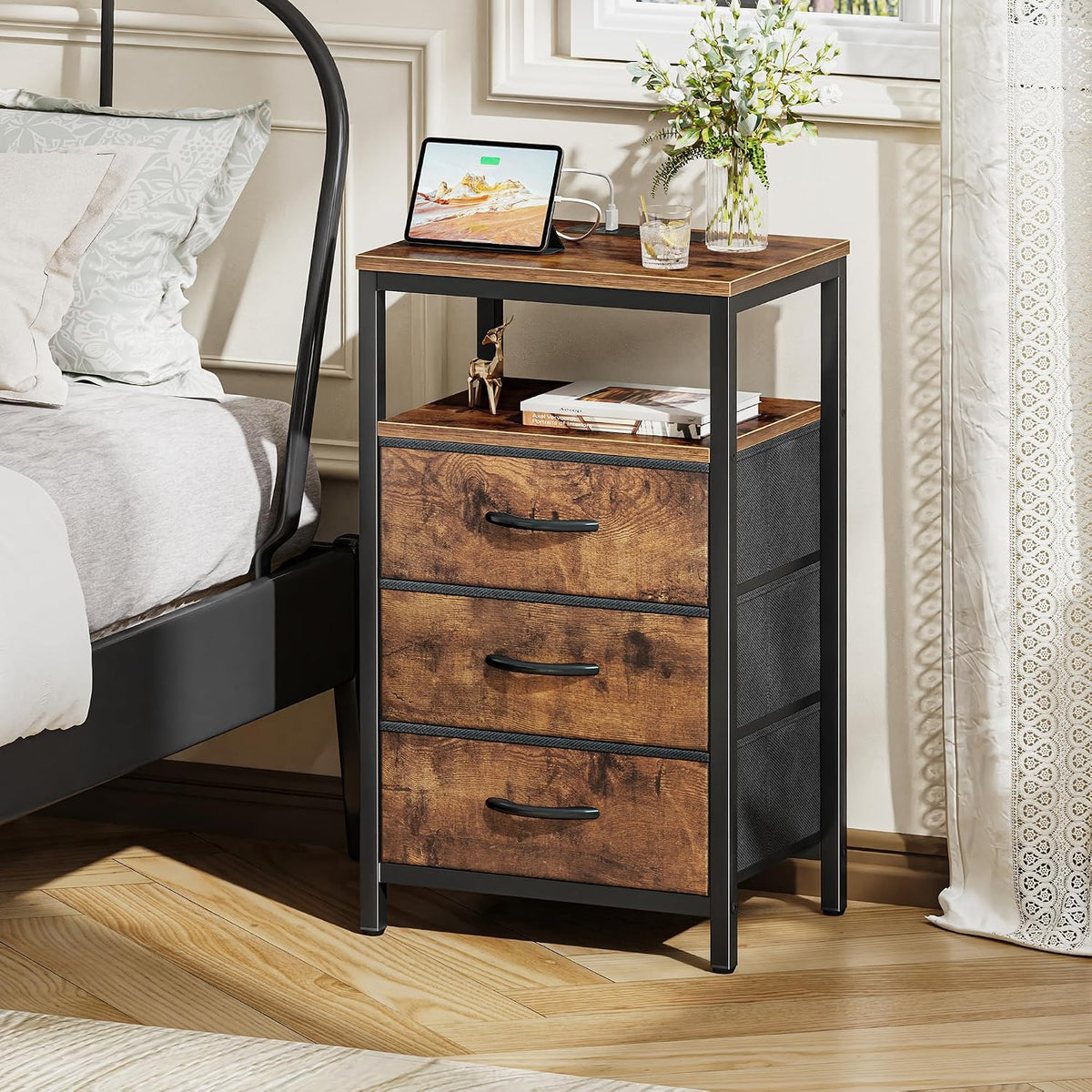 Tall Nightstand With Charging Station