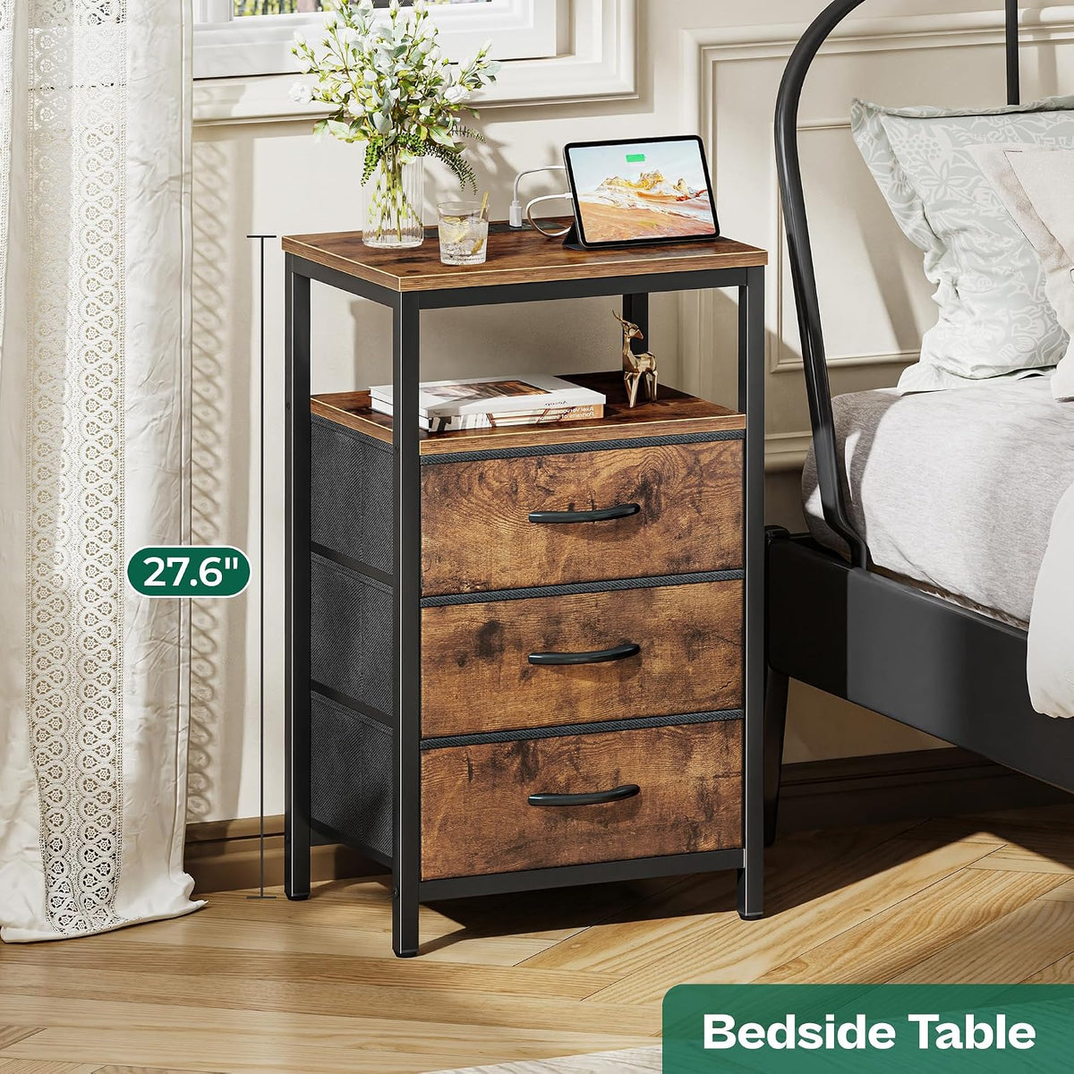 Tall Nightstand With Charging Station