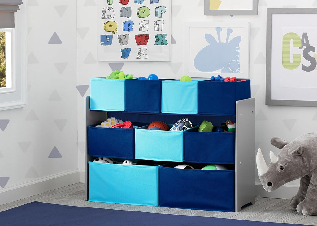 Grey Multi‑Bin Kids Toy Storage Organizer